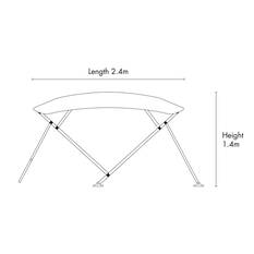 Bowline 4 Bow Black Bimini Kit 1.9- 2.1m, , bcf_hi-res