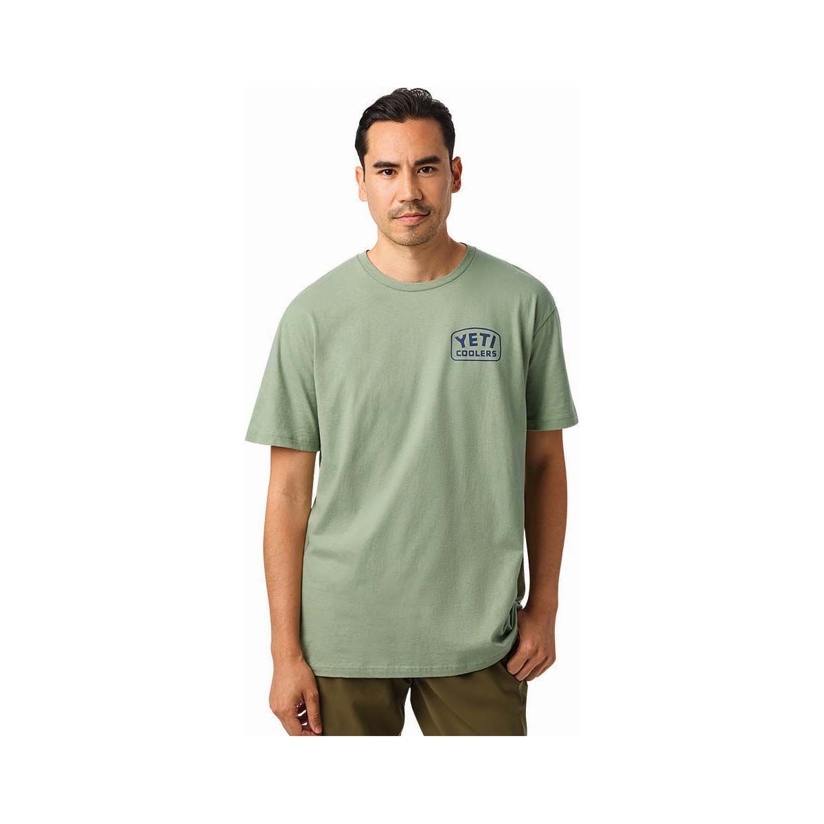 YETI Coolers&reg; Men's Reelin&rsquo; Feelin' Fishing Short Sleeve Tee, Olive, bcf_hi-res