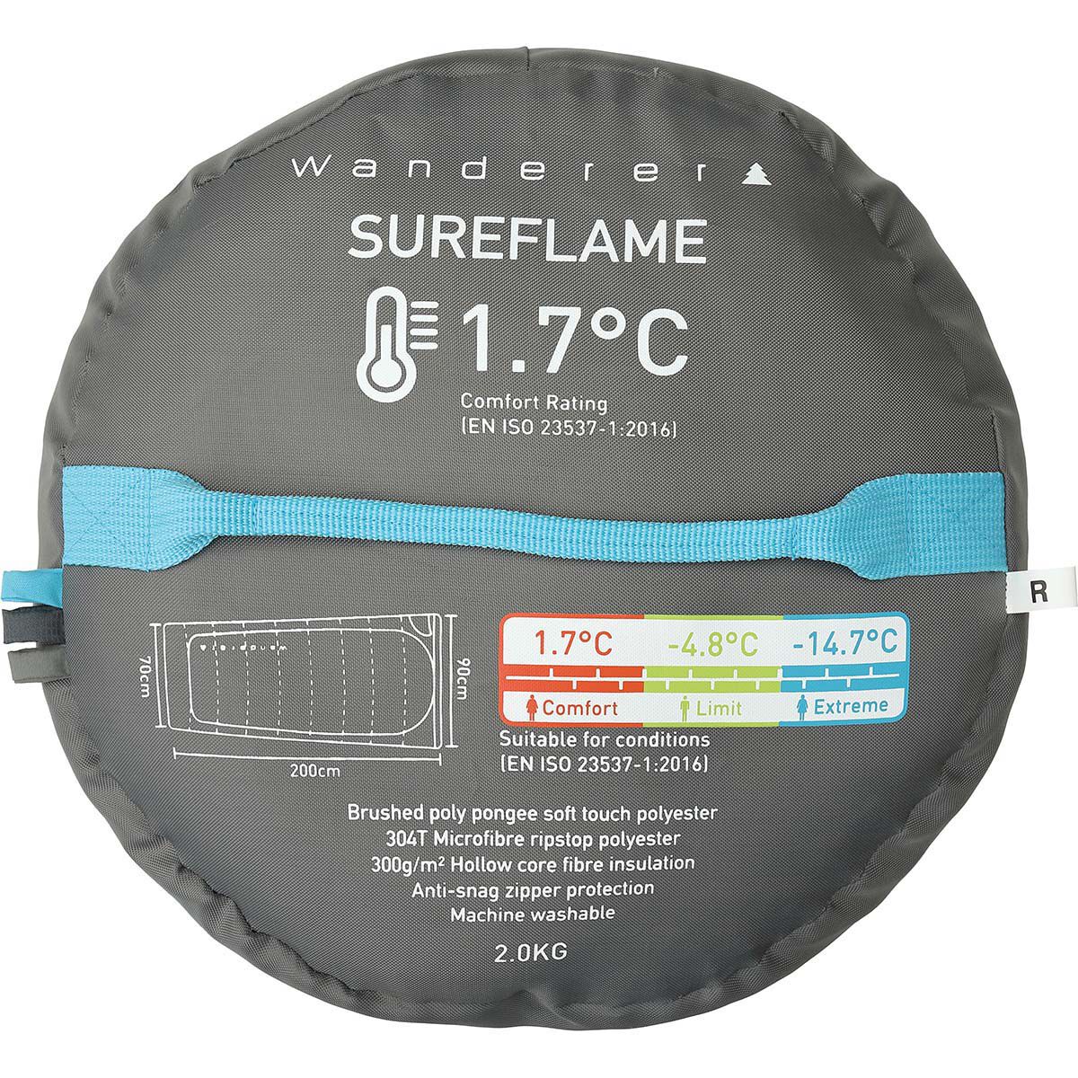 Wanderer SureFlame 1.7&deg;C Camper Sleeping Bag, , bcf_hi-res