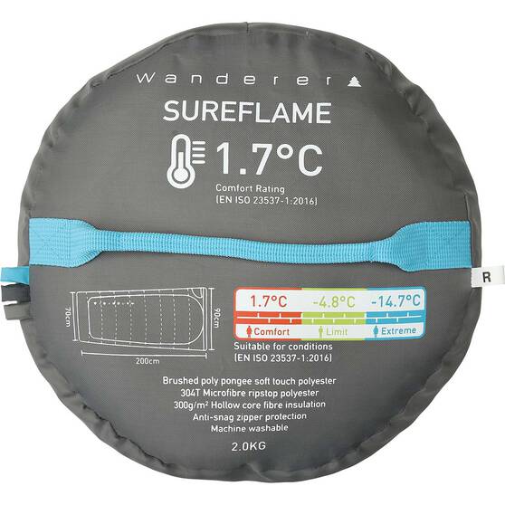 Wanderer SureFlame 1.7°C Camper Sleeping Bag, , bcf_hi-res