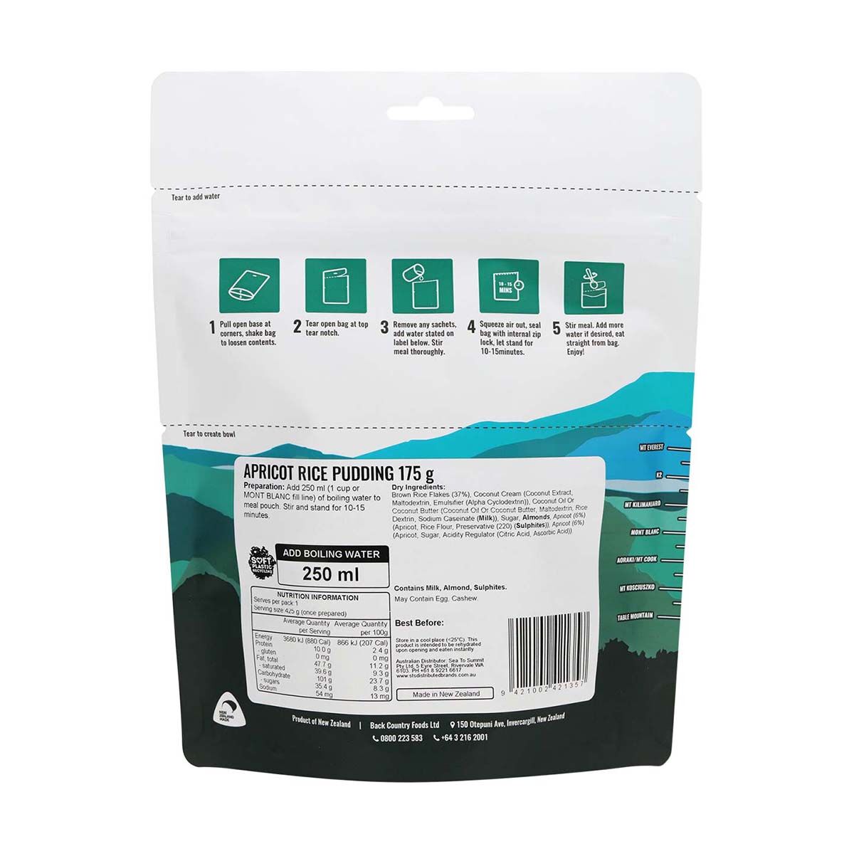 Back Country Cuisine Elite Freeze Dried Apricot Rice Pudding 1 Serve, , bcf_hi-res