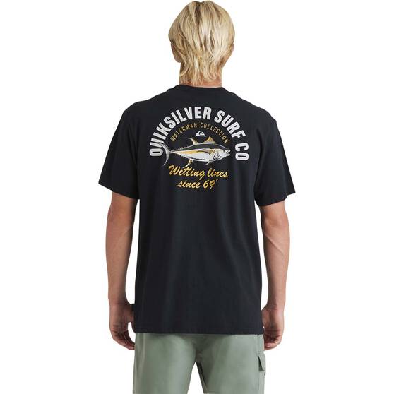 Quiksilver Men’s Wet Lines Short Sleeve Tee, Black, bcf_hi-res