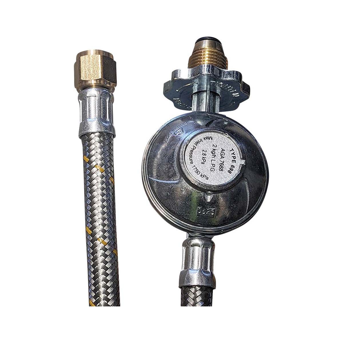 Bromic Regulator & Hose Assembly 2kg H/W SS 120, , bcf_hi-res