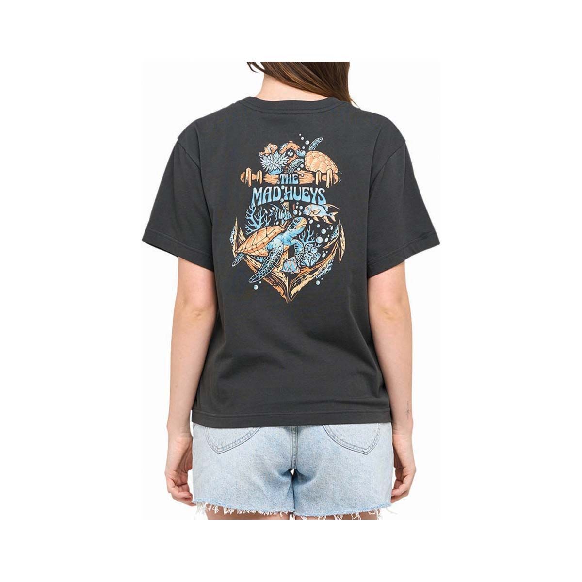 The Mad Hueys Women's Turtle Anchor Short Sleeve Tee Vintage Black XS, Vintage Black, bcf_hi-res