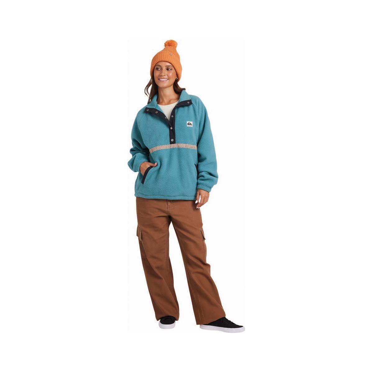 Quiksilver Sherpa Compass Fleece Jumper for Women, Brittany Blue, bcf_hi-res