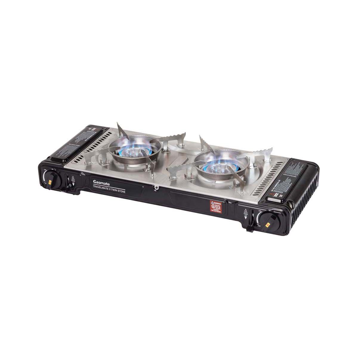 Gasmate Travelmate II SS Double Butane Stove With Hotplate, , bcf_hi-res