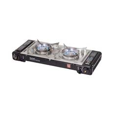 Gasmate Travelmate II SS Double Butane Stove With Hotplate, , bcf_hi-res
