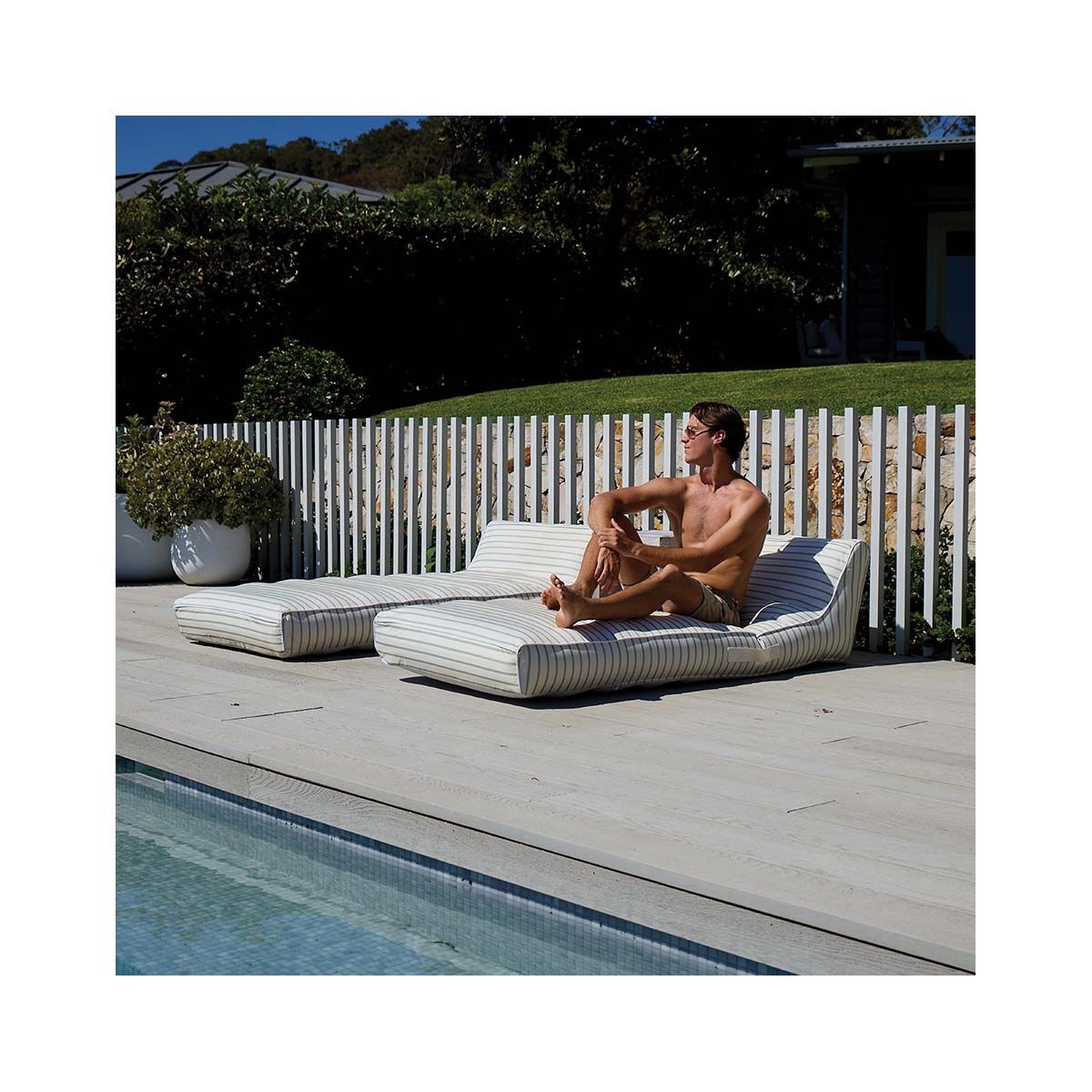 SUNNYLiFE La Palma Luxe Sage Inflatable Lie-On Lounge, , bcf_hi-res