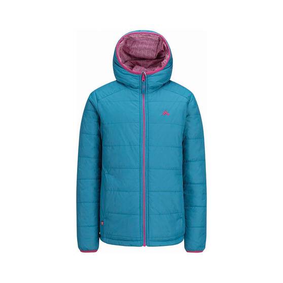 Macpac Kids’ Pulsar Alpha Hooded Insulated Jacket V3, Blue / Pink, bcf_hi-res