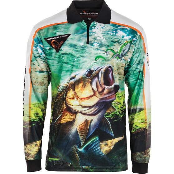 Savage Gear Men's Aus Bass Sublimated Polo, Green, bcf_hi-res