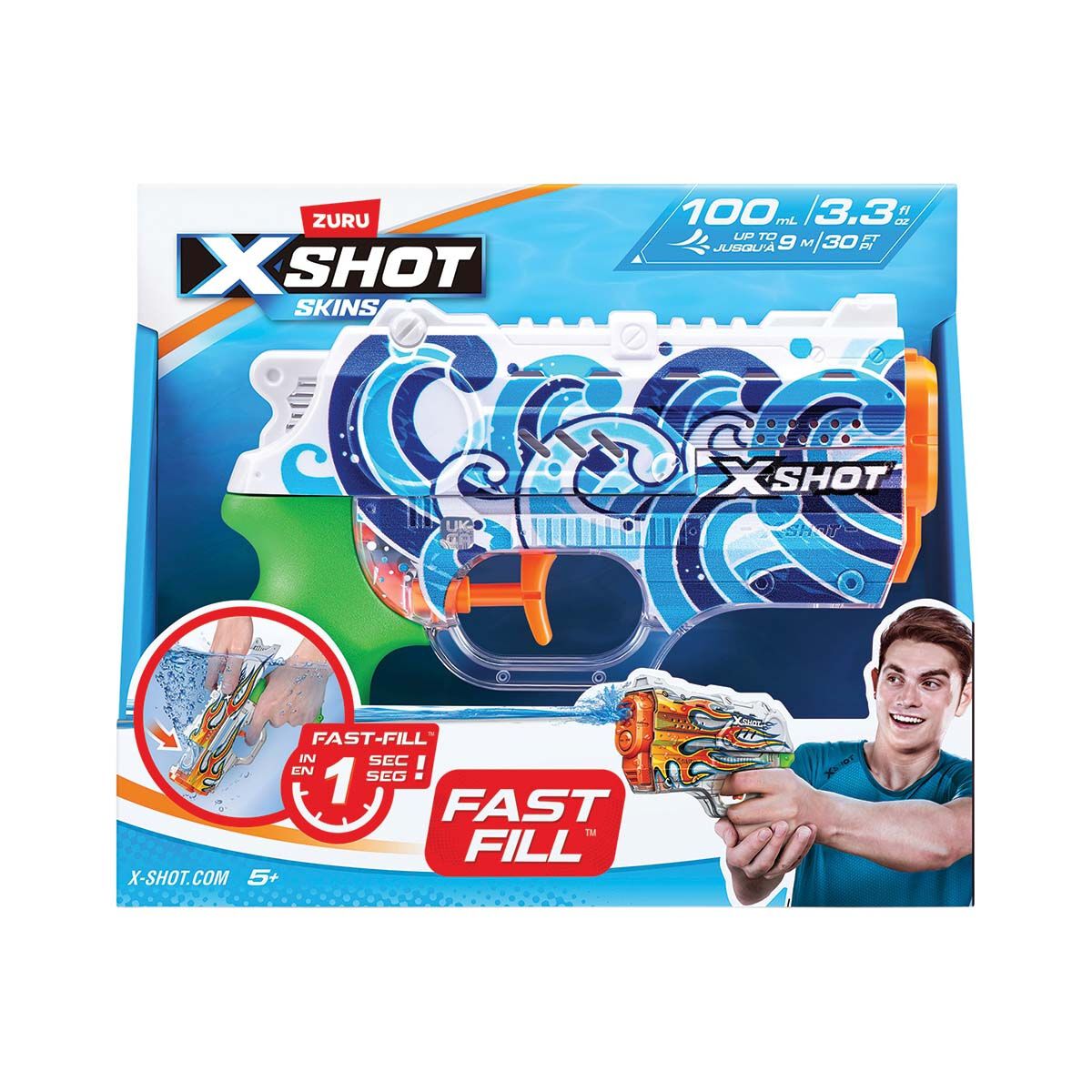 ZURU X-Shot Fast Fill Skins Nano Blue Water Blaster, , bcf_hi-res