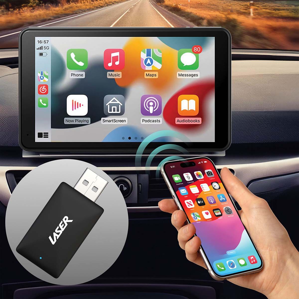 Laser Wireless CarPlay/Android Auto Adaptor, , bcf_hi-res