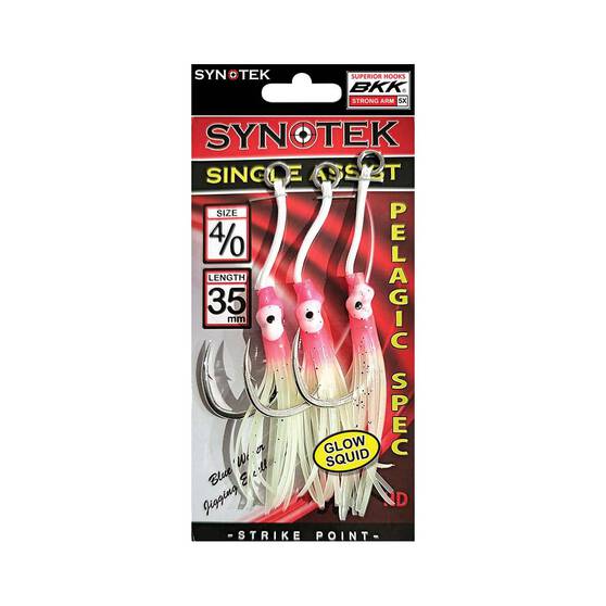 Synotek Single Assist Hooks 4/0 3.5cm Pink Head Glow, Pink Head Glow, bcf_hi-res
