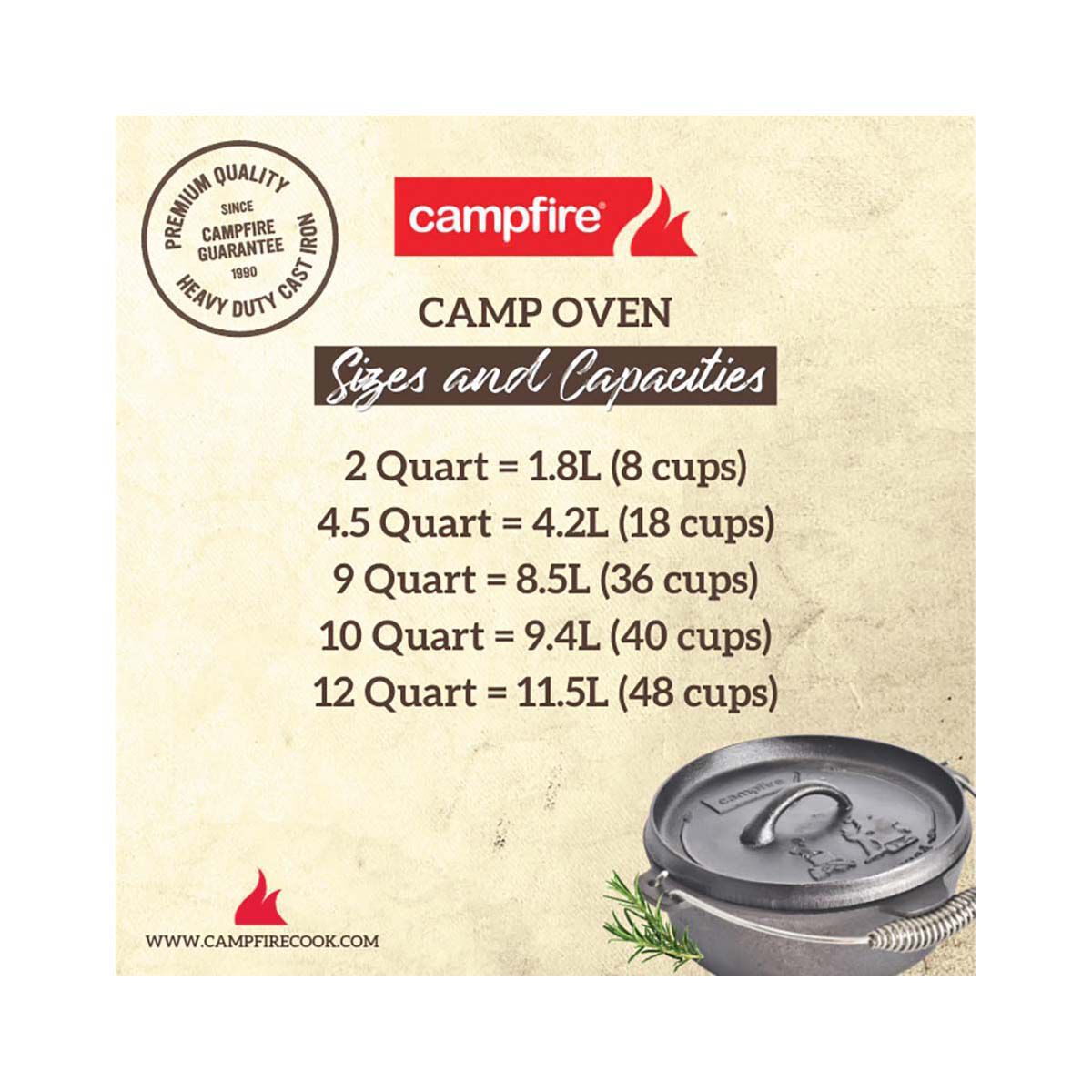 Campfire Pre Seasoned Cast Iron Camp Oven 9 Quart, , bcf_hi-res