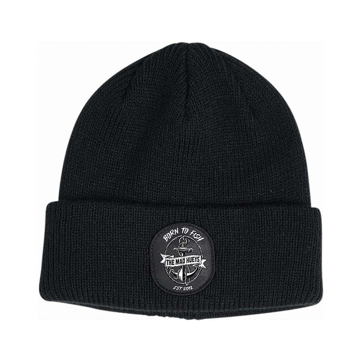 The Mad Hueys Born To Fish Relaxed Beanie Black, Black, bcf_hi-res