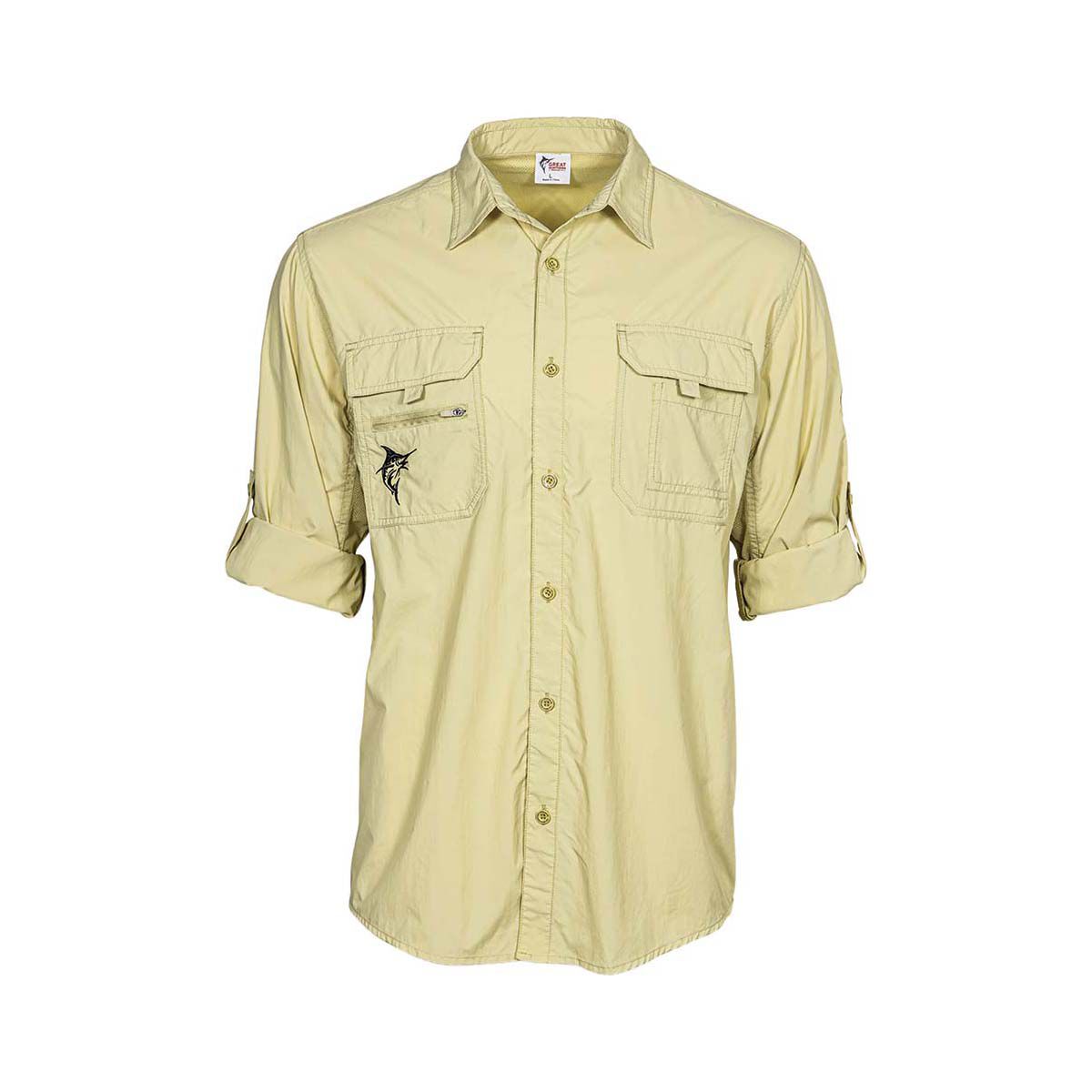The Great Northern Brewing Co. Mens Long Sleeve Fishing Shirt, Sand, bcf_hi-res