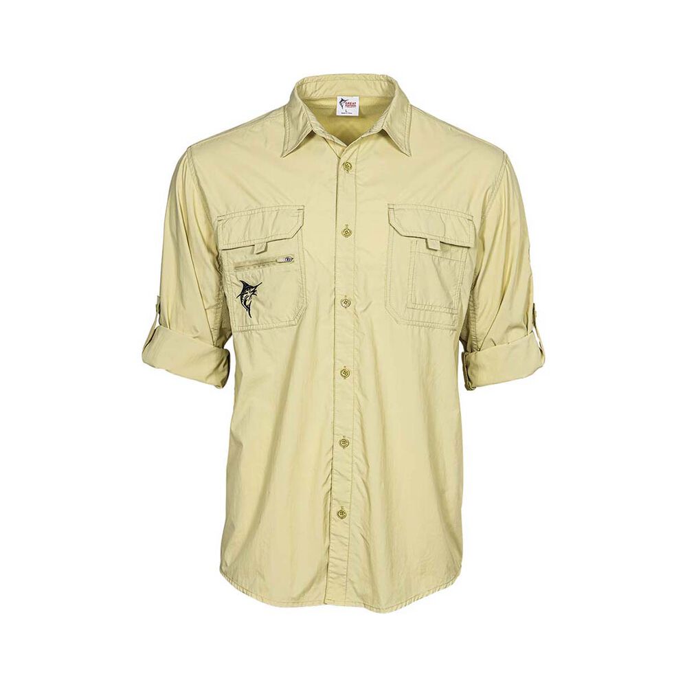 The Great Northern Brewing Co. Mens Long Sleeve Fishing Shirt Sand 5XL