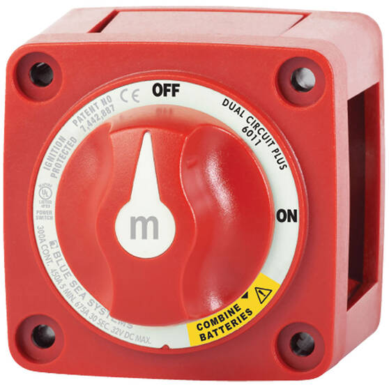 Blue Sea Systems m-Series Mini Dual Circuit Battery Switch Plus Red, Red, bcf_hi-res