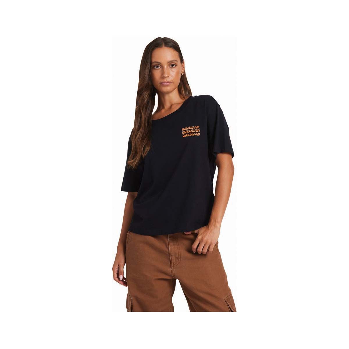 Quiksilver Indie Short Sleeve Shirt for Women, Black, bcf_hi-res