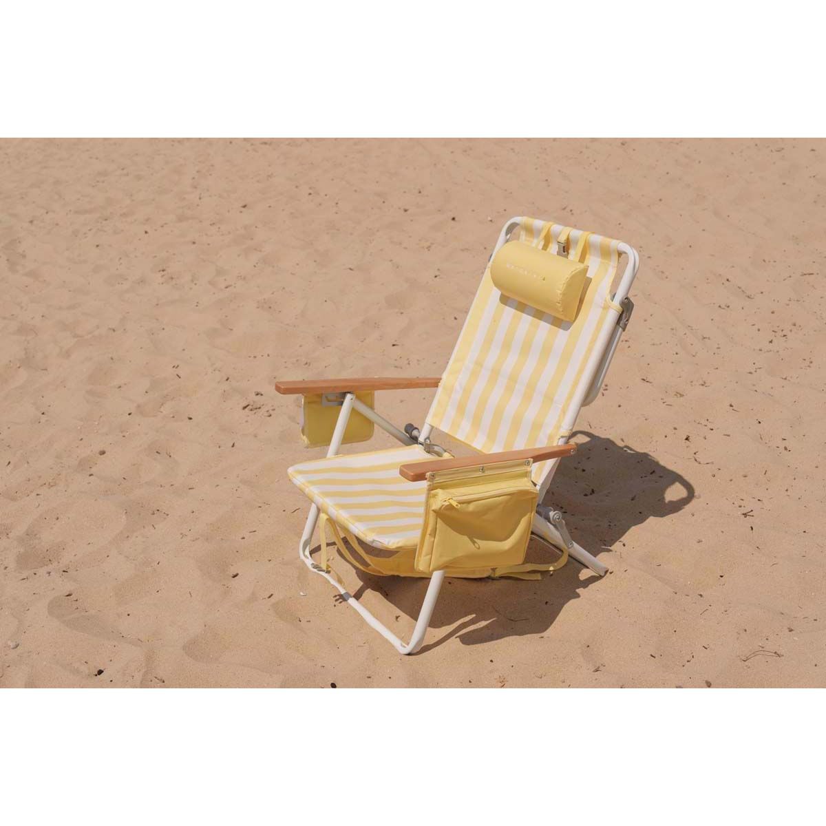 Wanderer Noosa Premium Beach Chair Yellow Stripe 150kg, , bcf_hi-res
