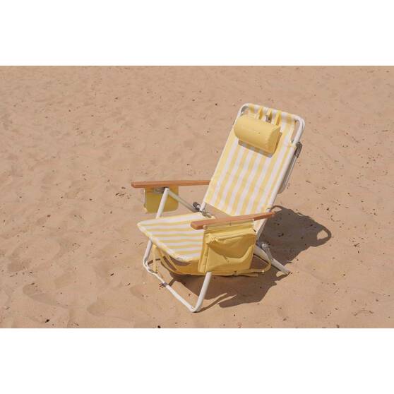 Wanderer Noosa Premium Beach Chair Yellow Stripe 150kg, , bcf_hi-res