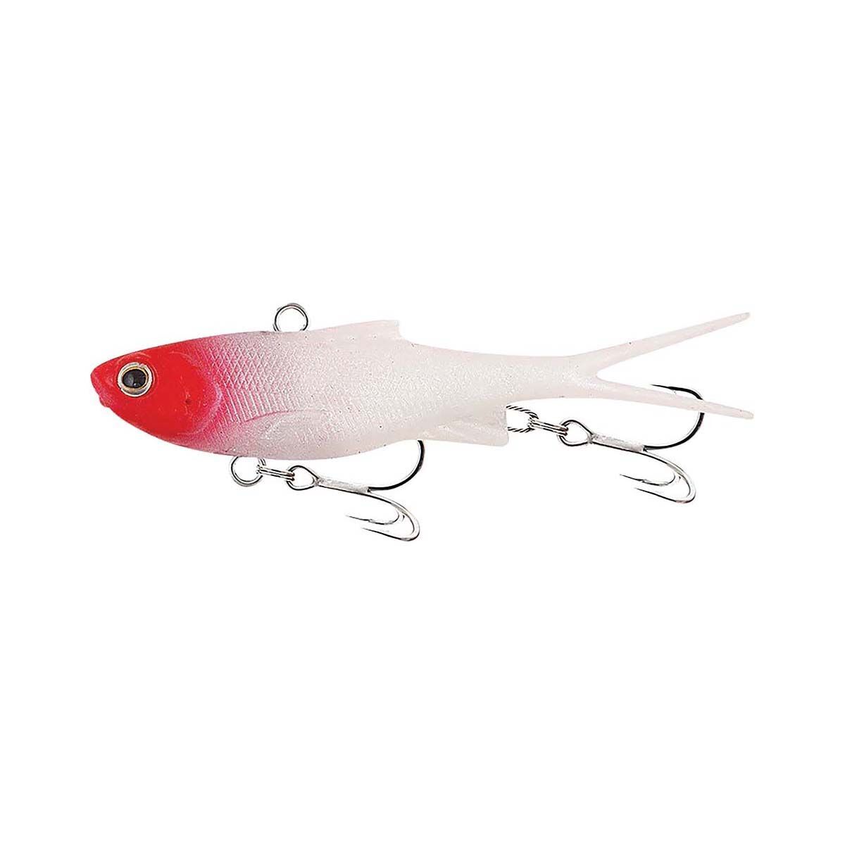 Samaki Vibelicious Fork Tail Soft Vibe Lure 85mm 14g White Red Head, White Red Head, bcf_hi-res