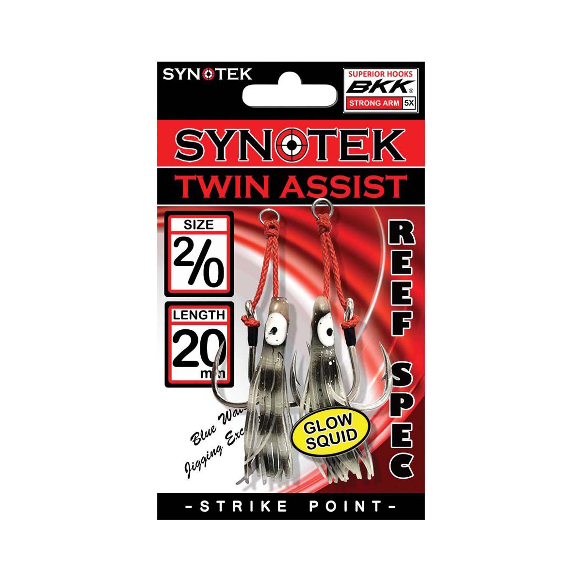 Synotek Twin Assist Hooks 2/0 2.0cm Black Glow, Black Glow, bcf_hi-res