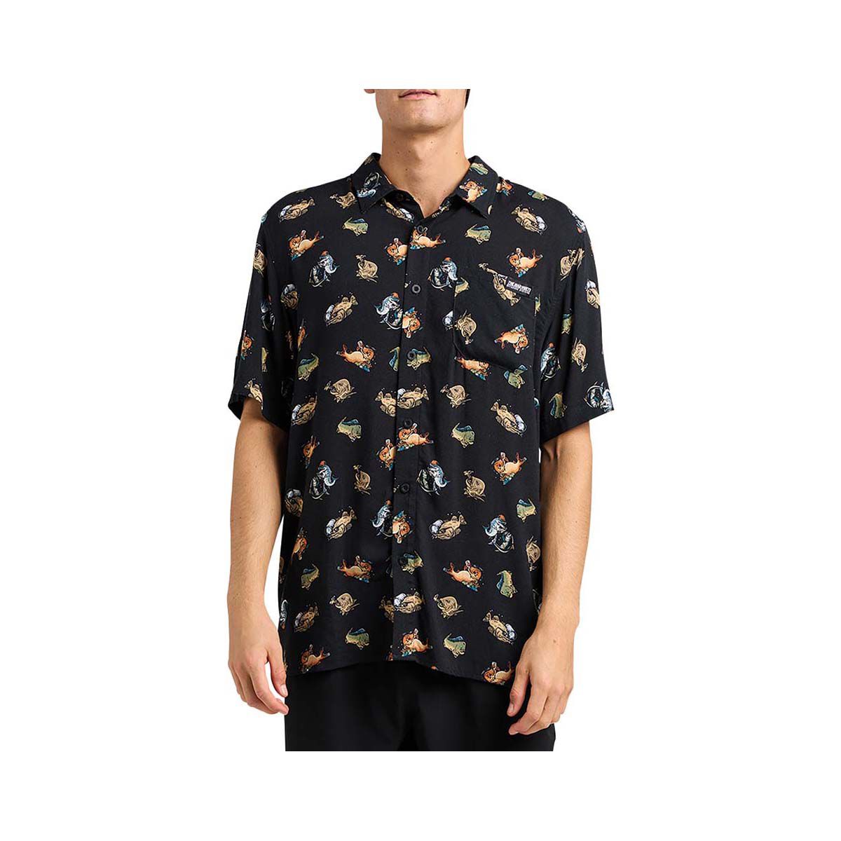 The Mad Hueys Men&rsquo;s Drink Like A Fish Woven Shirt Vintage Black S, Vintage Black, bcf_hi-res