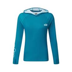 Gill Women's XPEL Tech Hoodie Sublimated Polo Pool Blue 12, Pool Blue, bcf_hi-res