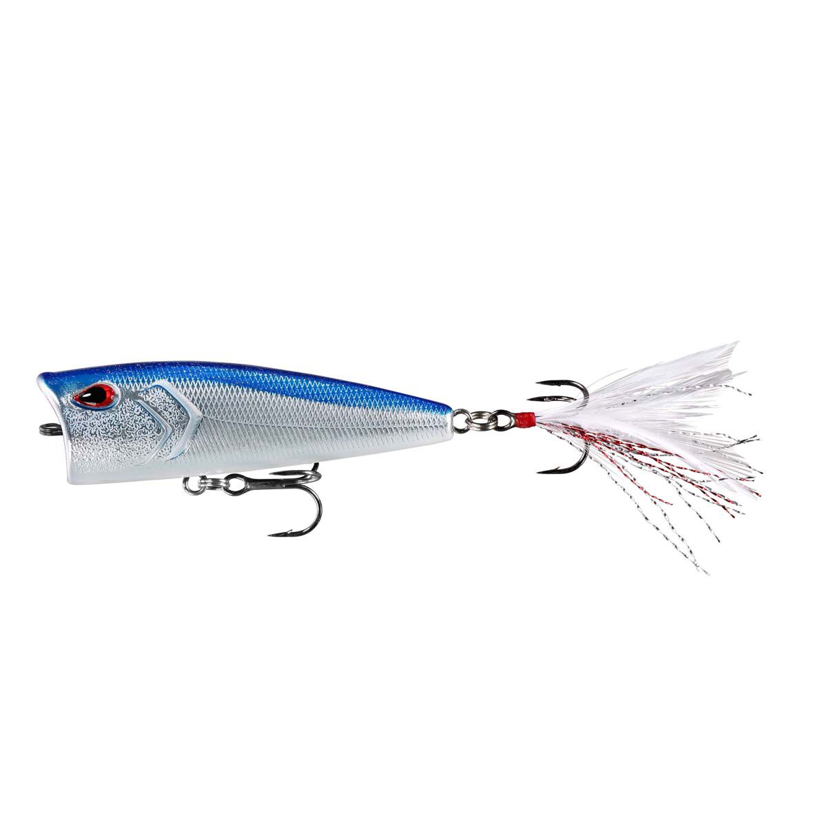 13 Fishing Poppy Mcpop Face Popper Lure 3in Chrome Blue Black, Chrome Blue Black, bcf_hi-res
