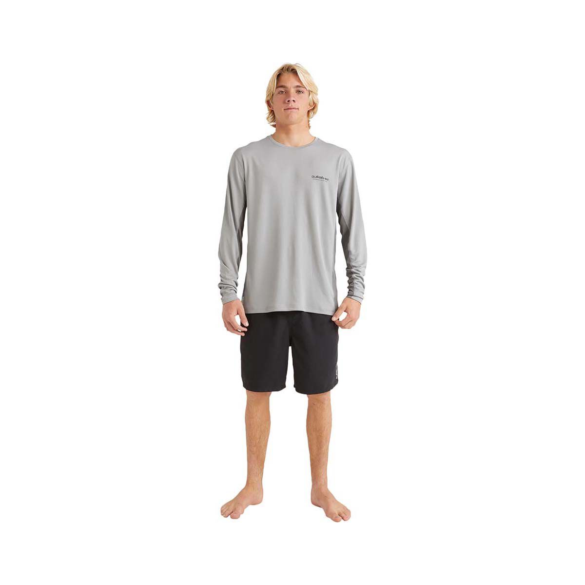 Quiksilver Men's Sea Grass Long Sleeve Rashie, Shark Grey, bcf_hi-res