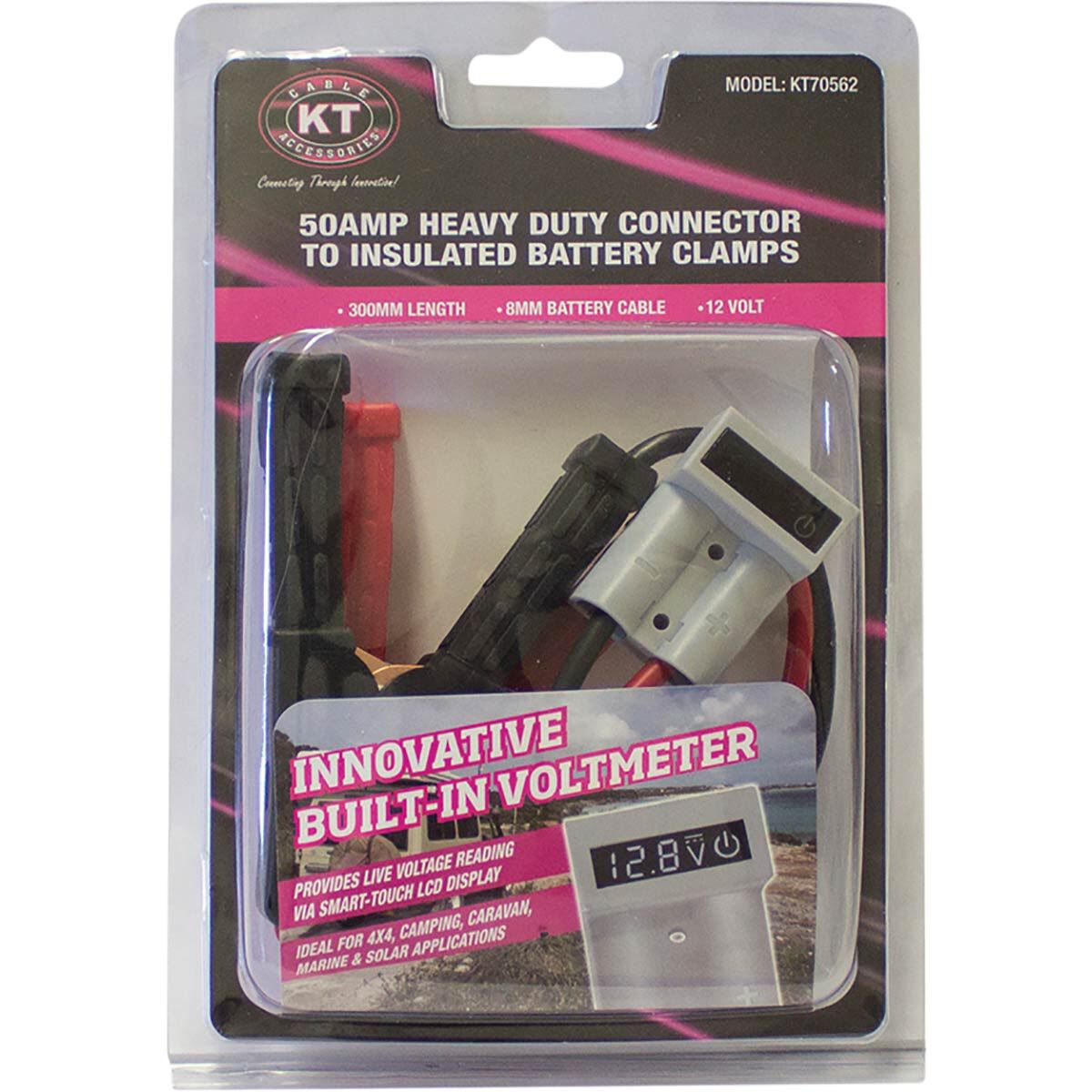 KT Cable 50A Heavy Duty Connector to Insulated Battery Clamps, , bcf_hi-res