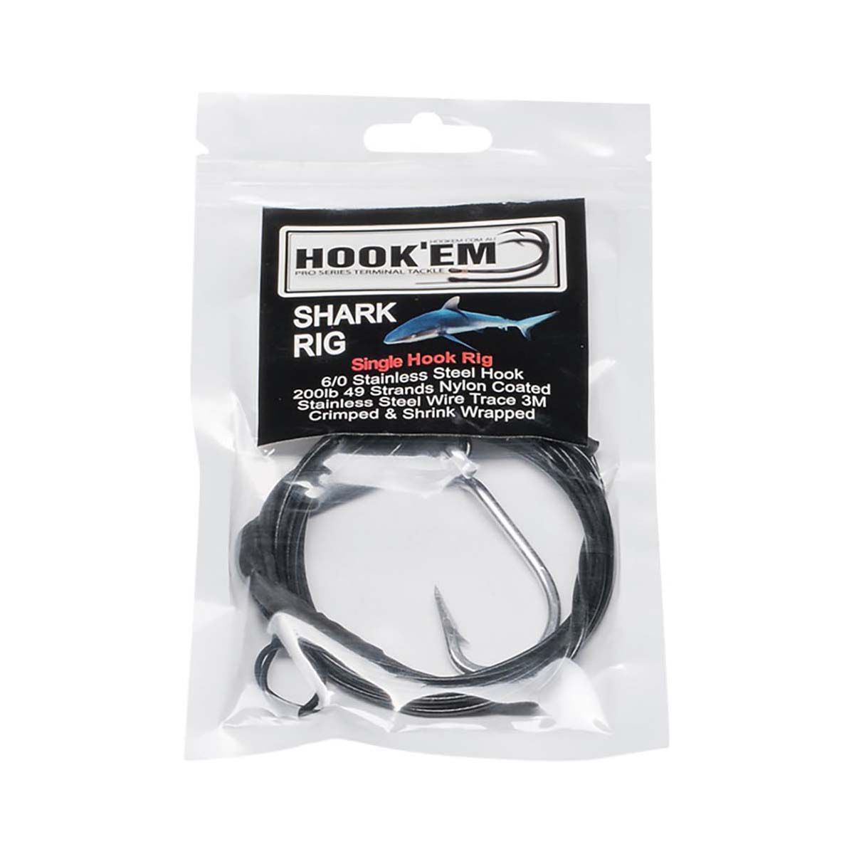 Hook'em Single Shark Rig 200LB 6/0, , bcf_hi-res