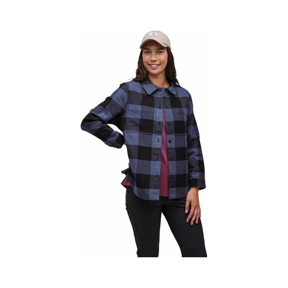 Macpac Women's Hudson Overshirt Peacoat Plaid 8, Peacoat Plaid, bcf_hi-res
