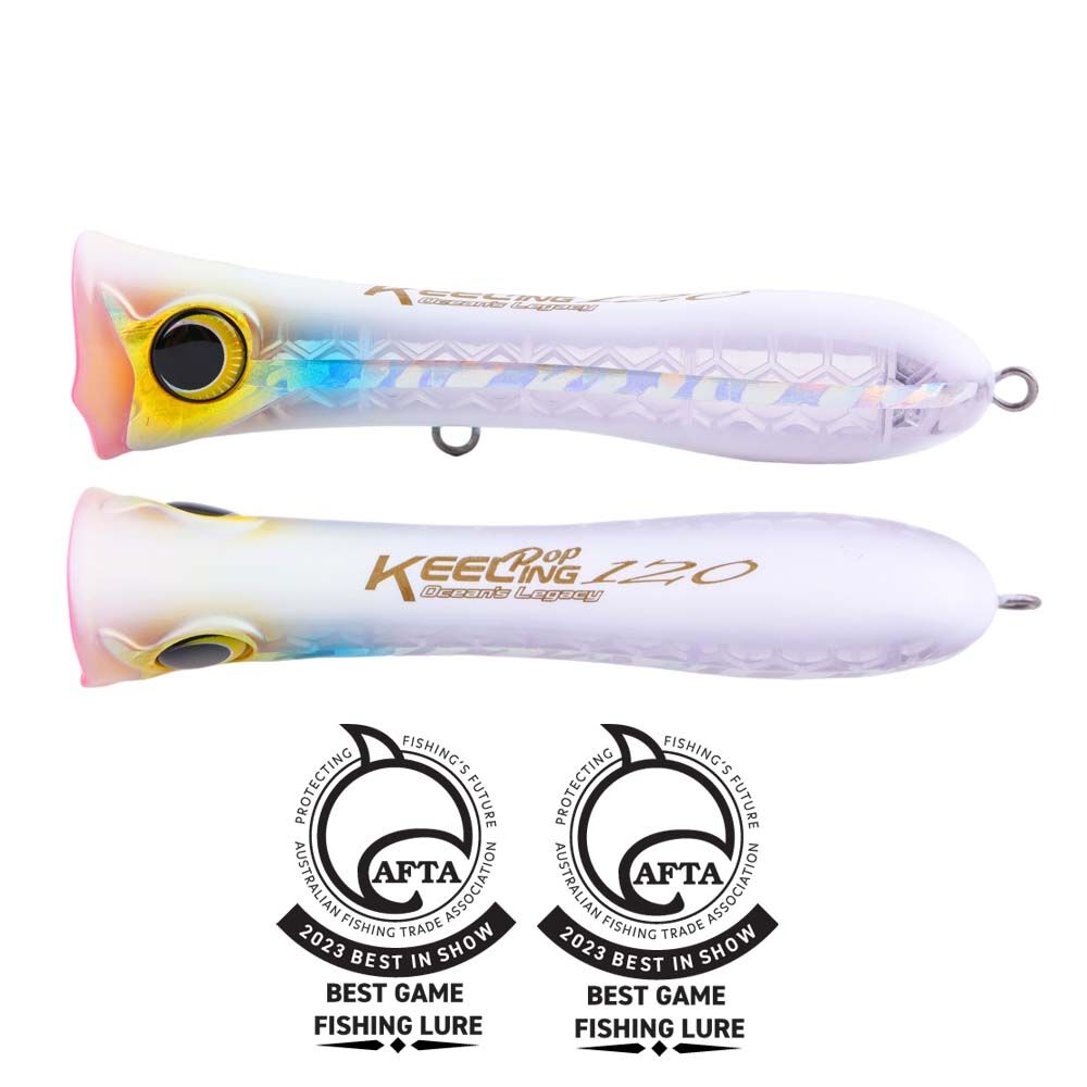 Ocean's Legacy Keeling Pop Surface Popper Lure 120mm Silver Mullet, Silver Mullet, bcf_hi-res