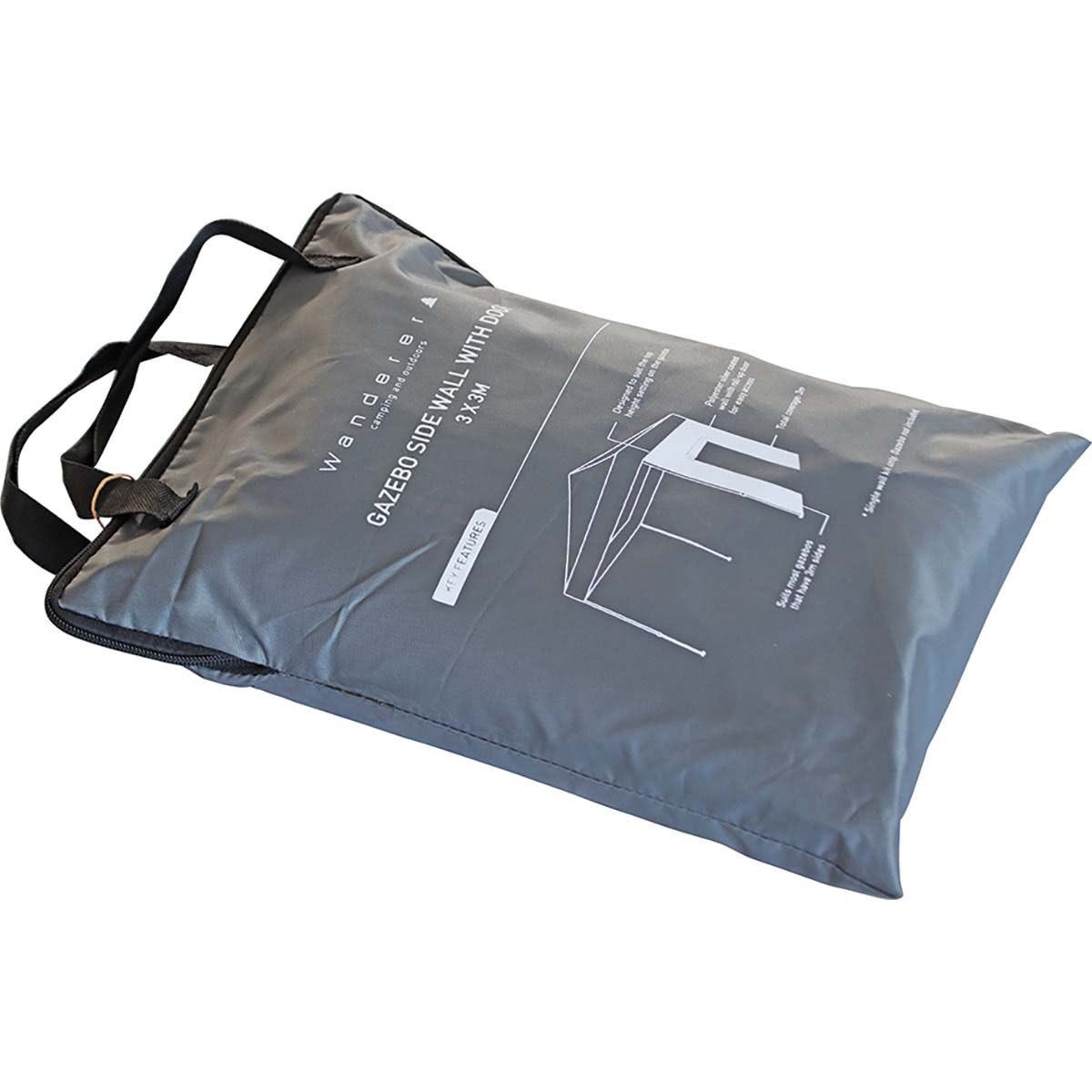 Wanderer Grab & Go Gazebo Side Wall with Door 3x3m, , bcf_hi-res