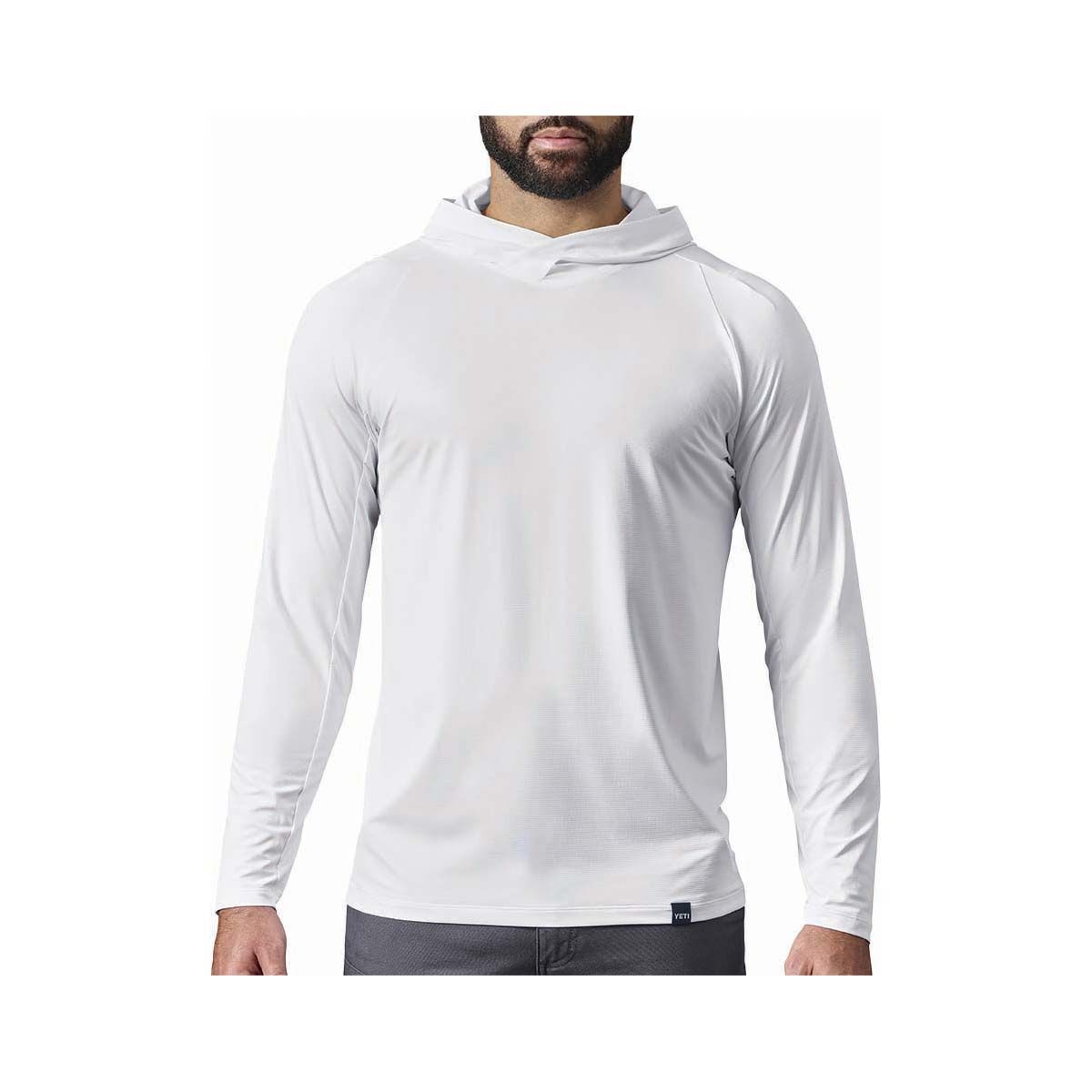 YETI&reg; Men&rsquo;s Hooded Ultra Lightweight Sunshirt, White, bcf_hi-res