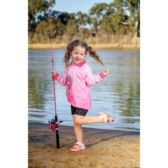 BCF x OzFish Kids' Fishing Shirt, Pink, bcf_hi-res
