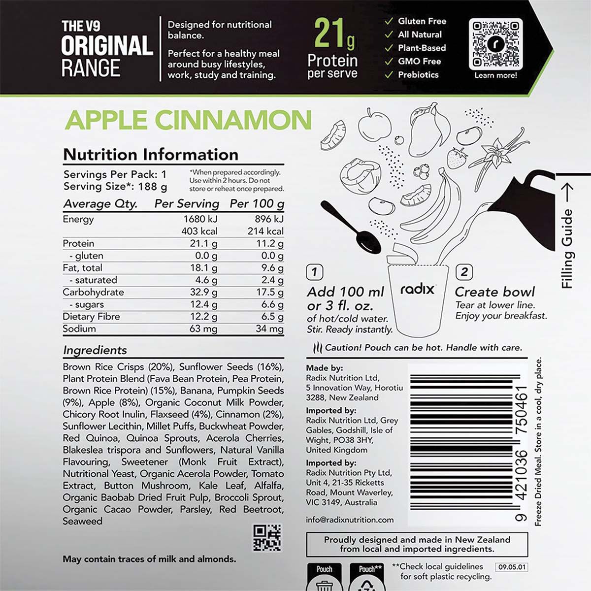 Radix Nutrition Freeze Dried Apple Cinnamon Original 400kcal, , bcf_hi-res