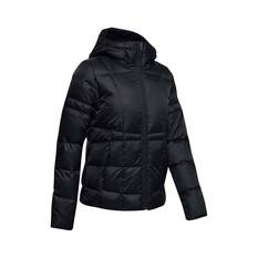 Under Armour Women's Hooded Down Jacket, Black / Jet Gray, bcf_hi-res