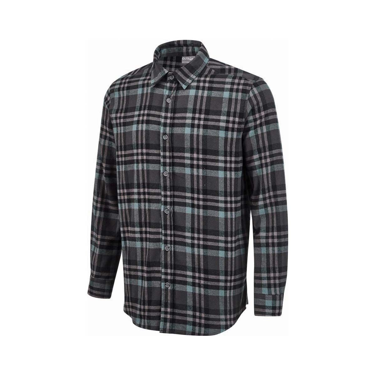 OUTRAK Unisex Flannel Shirt Grey Check L, Grey Check, bcf_hi-res
