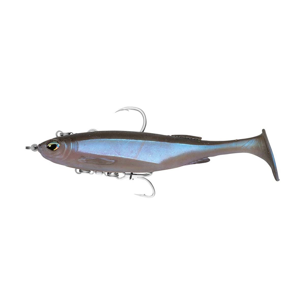 Nomad Live Ops Maniax Paddle Tail Pre-Rigged Soft Plastic Lure 8in Pearl Shimmer, Pearl Shimmer, bcf_hi-res