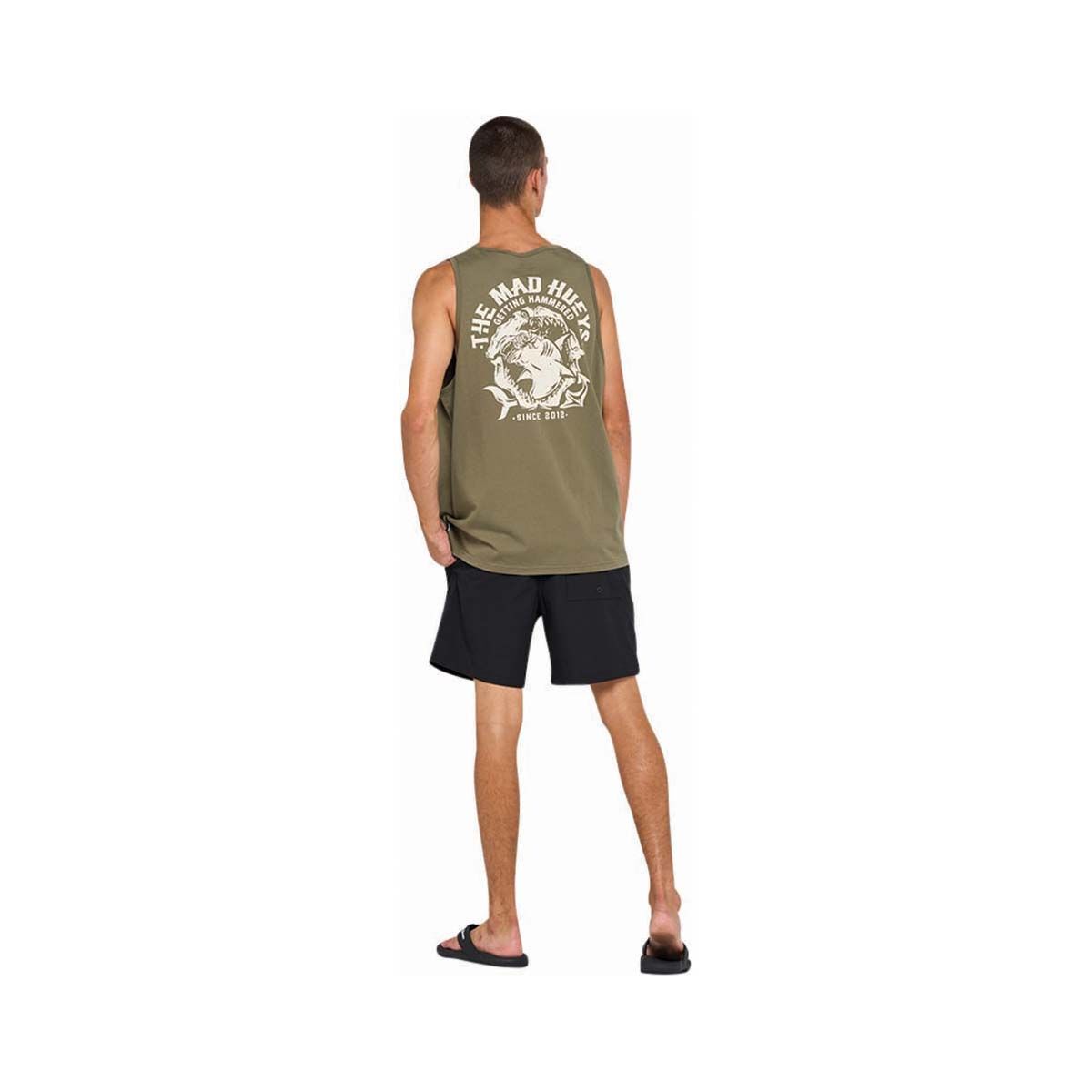The Mad Hueys Men's Getting Hammered Muscle Tank, Olive, bcf_hi-res