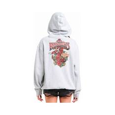 The Mad Hueys Women’s Ladybug Anchor Fleece Pullover, Grey Marle, bcf_hi-res