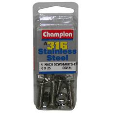 Champion Coutersunk Mach Screws and Nuts - 6 X 25mm, , bcf_hi-res