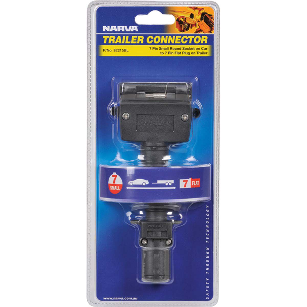 Narva 7 Pin Small Round Socket To 7 Pin Flat Trailer Plug, , bcf_hi-res