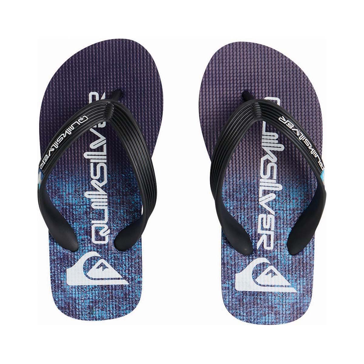 Quiksilver Kids&rsquo; Moncata Art Thongs Black / White / Blue 8, Black / White / Blue, bcf_hi-res