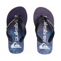 Quiksilver Kids’ Moncata Art Thongs Black / White / Blue 8, Black / White / Blue, bcf_hi-res