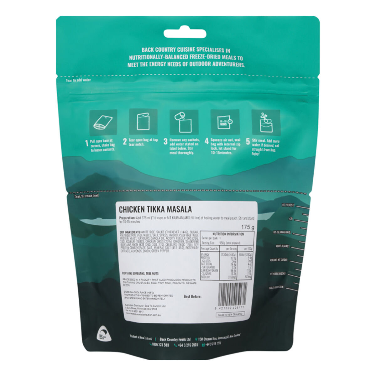 Back Country Cuisine Freeze Dried Chicken Tikka Masala 2 Serve, , bcf_hi-res