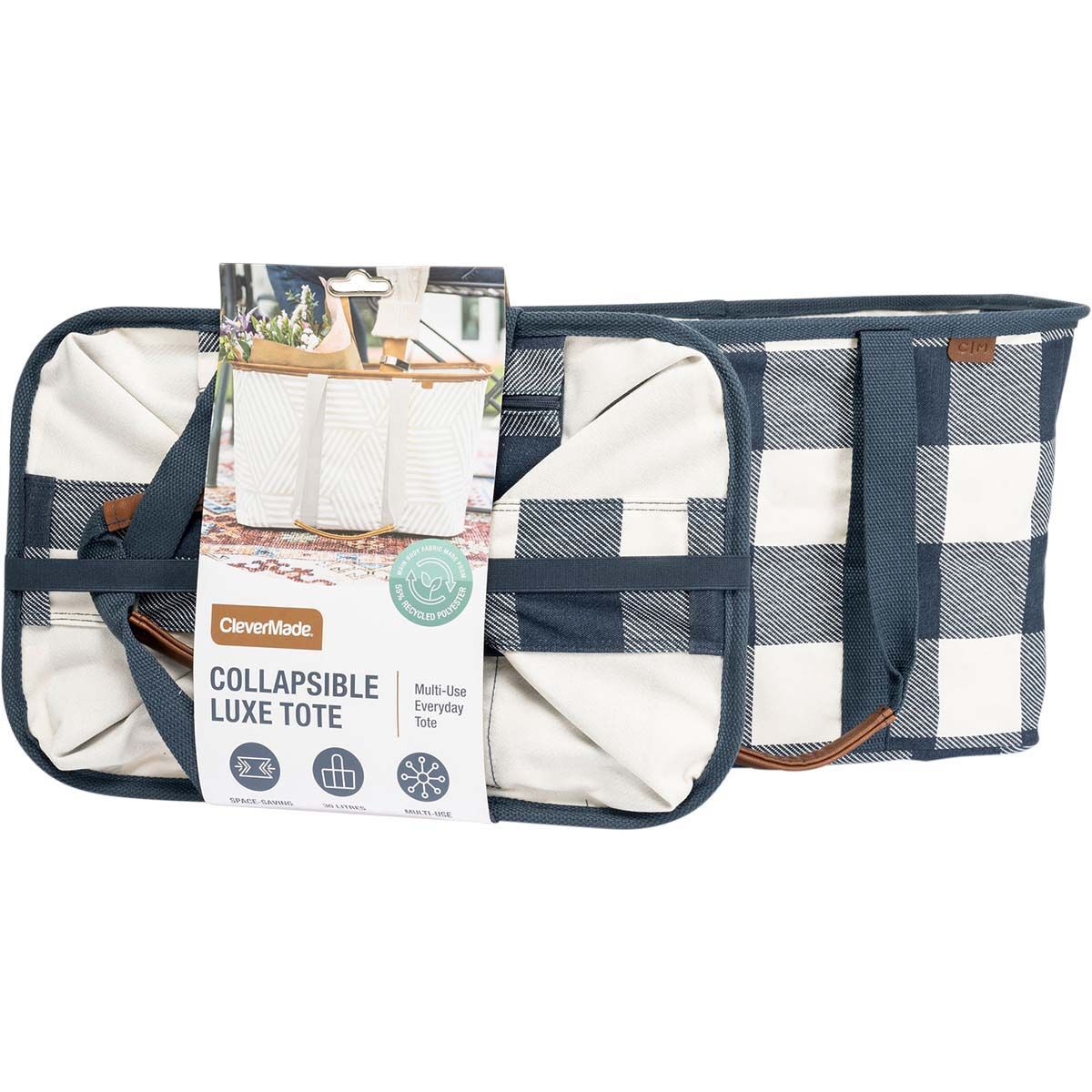 Clevermade Luxe Laundry Tote Navy, Navy, bcf_hi-res